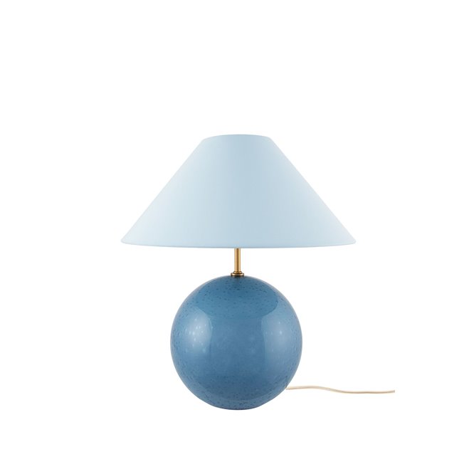 Szklana lampa stołowa kula Iris niebieska